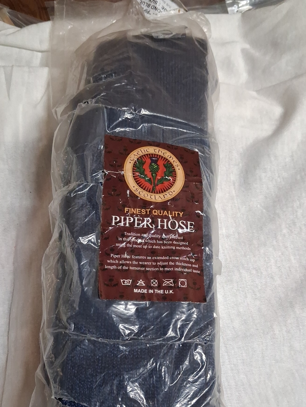 NWT Mens Gaelic Themes Piper Hose Blue XL Kilt Socks